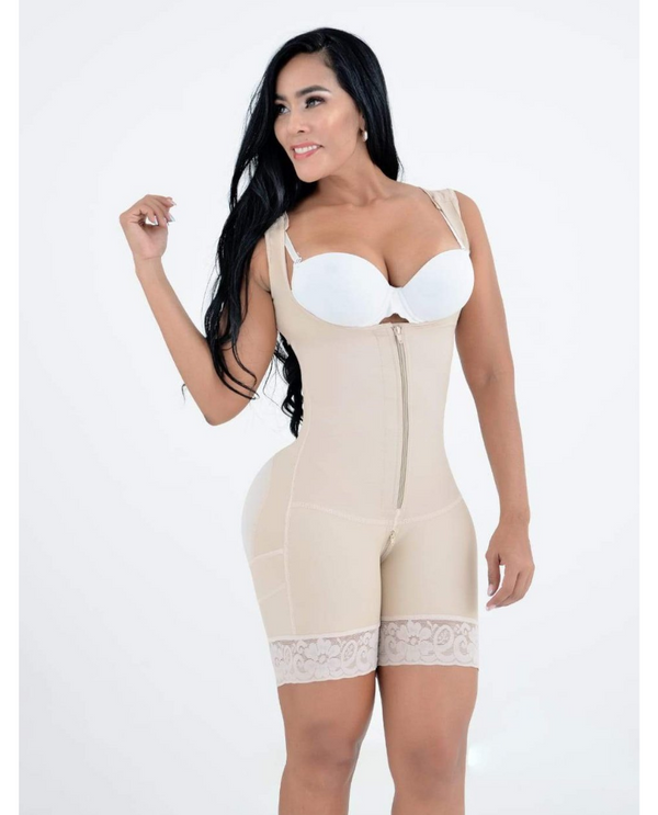 Mid Thigh Open Bust Body Shaper